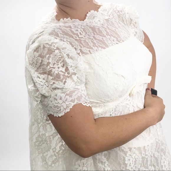 Vintage Dresses & Skirts - Vintage 70’s empire lace wedding dress costume